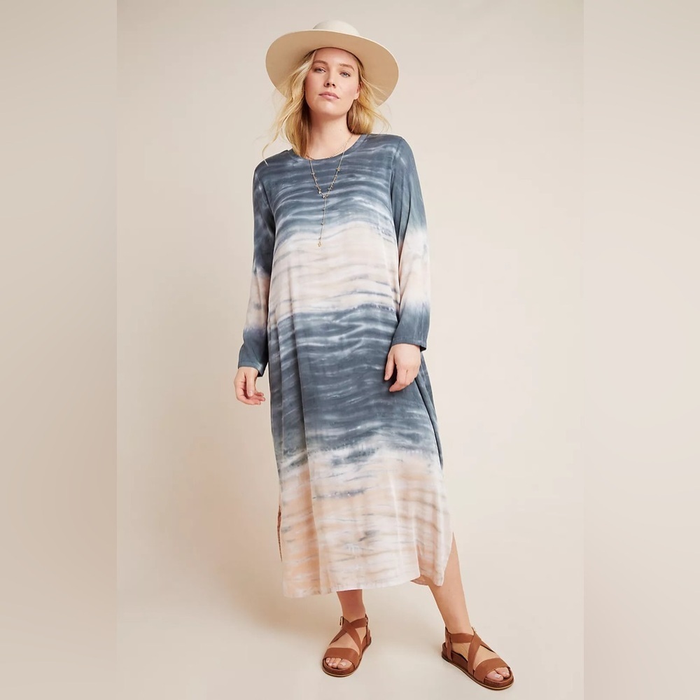 Anthropologie Dolan Trina Tie-Dye Long Sleeve Midi Dress Small (SUPER SOFT)